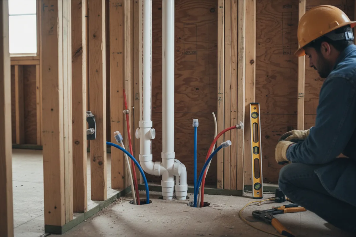 Drain and supply rough-in during Garbage Disposal Repair in Pittsford