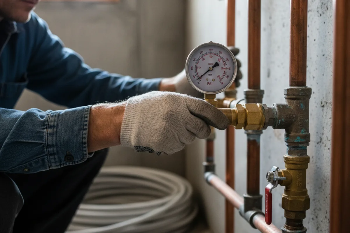 Pressure testing a repaired line during Water Line Repair in Pittsford